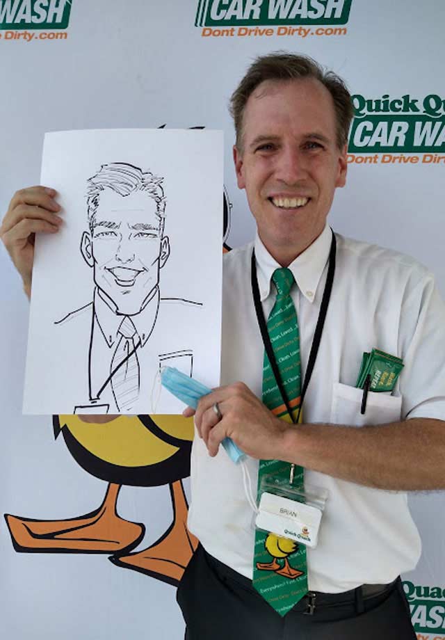 Live caricature artist at a corporate event in Salt Lake City