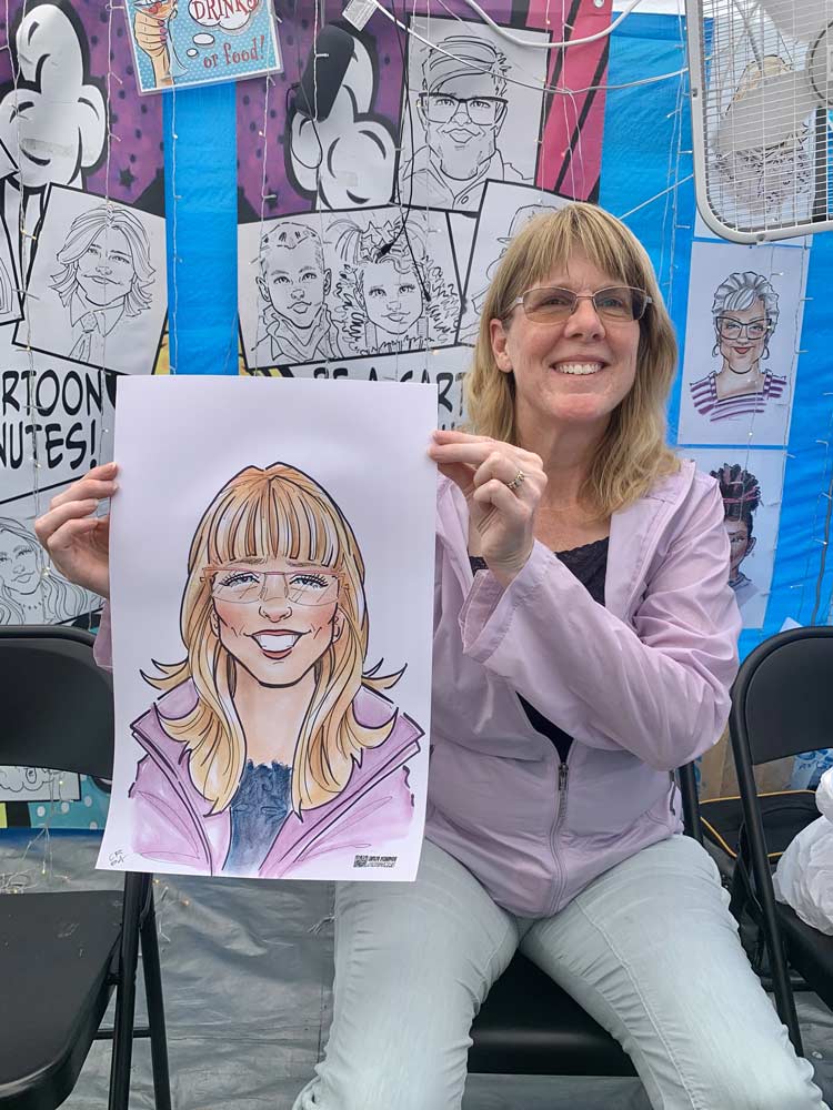 Live caricature entertainment at a wedding in Utah