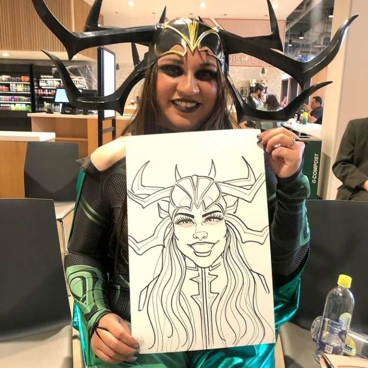 Corporate event caricature artist in Utah drawing guests