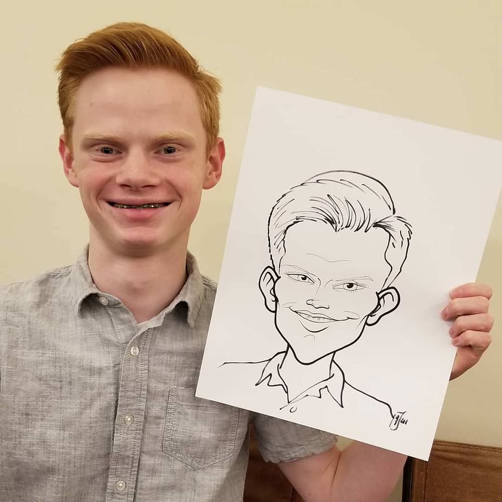Live caricature artist at birthday party in Salt Lake City