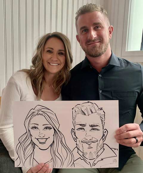 Live caricature artist at a birthday party in Salt Lake City