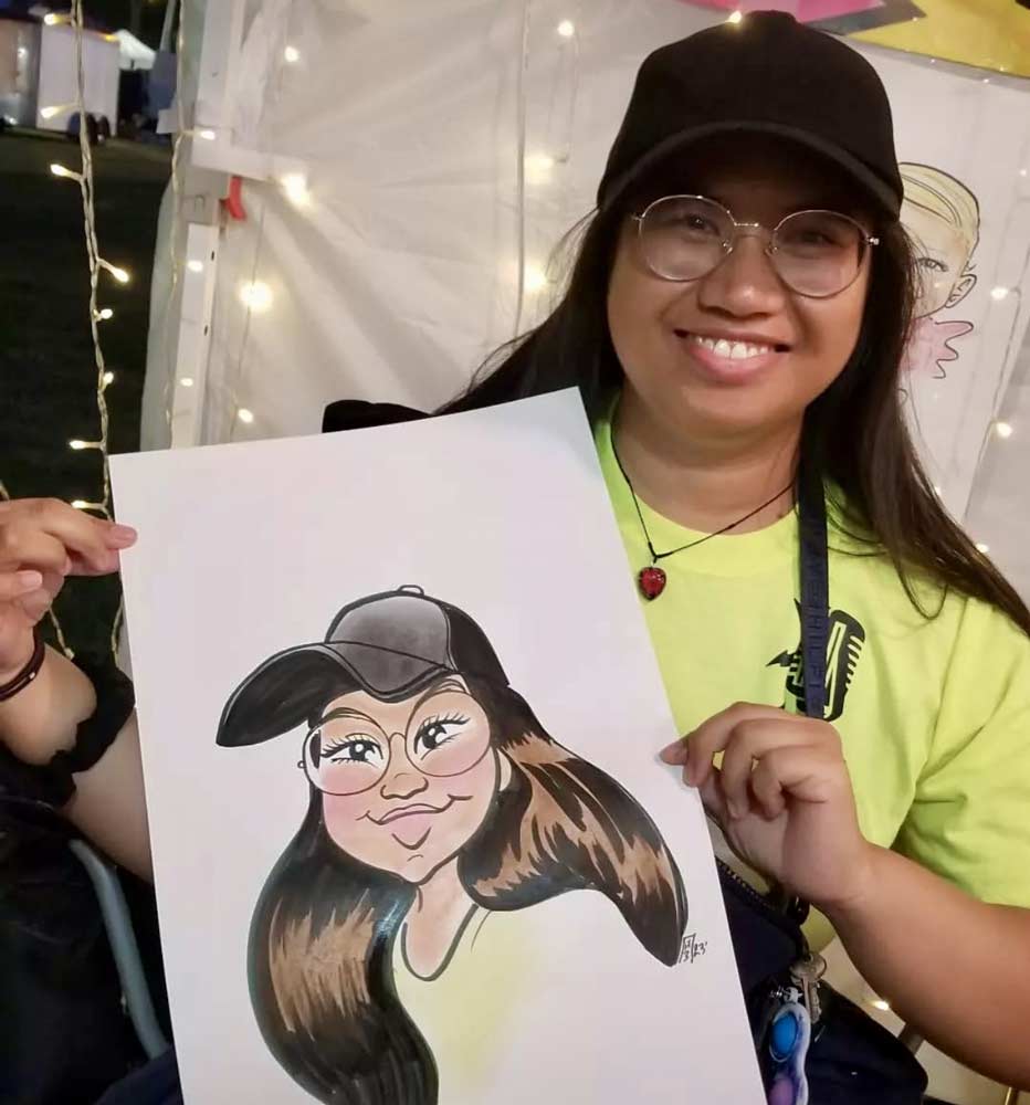 Live caricature entertainment at a Draper event