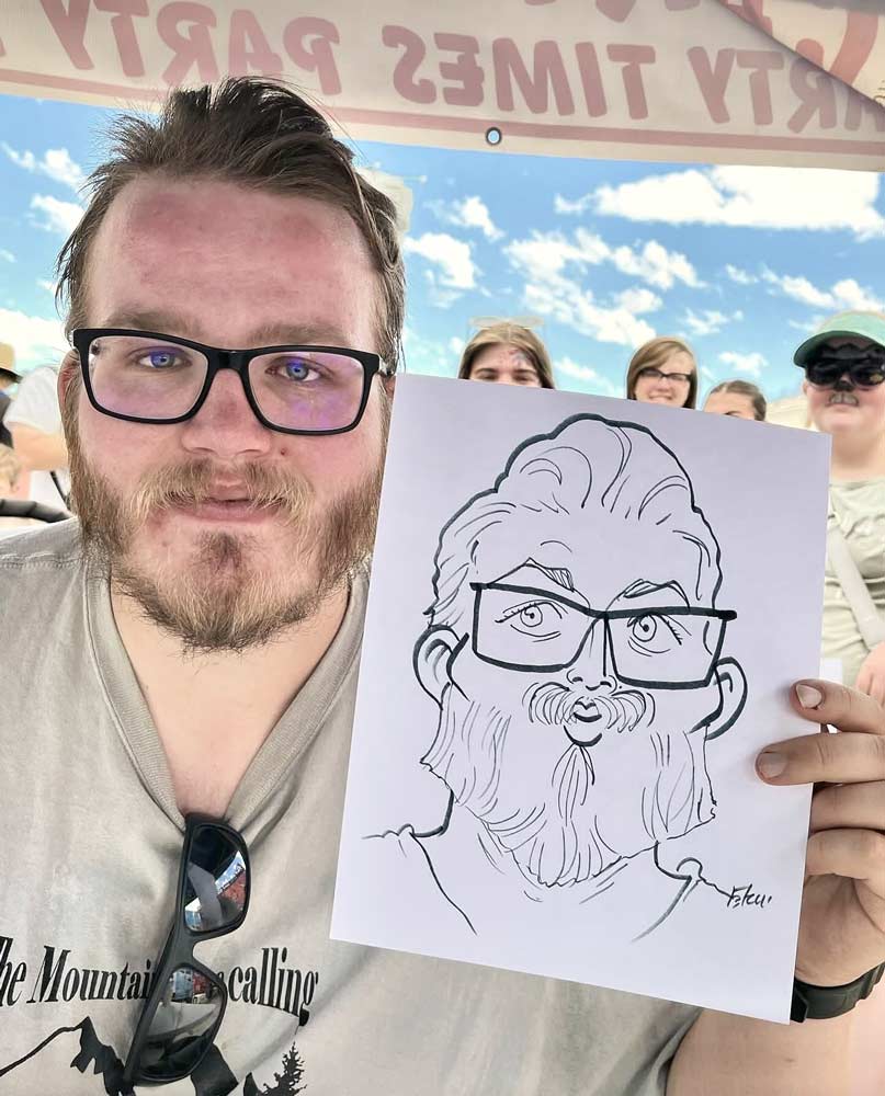 Live caricature entertainment at a wedding in Utah