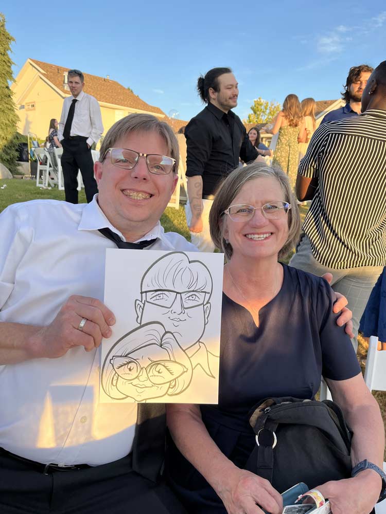 Live caricature entertainment at a Park City wedding