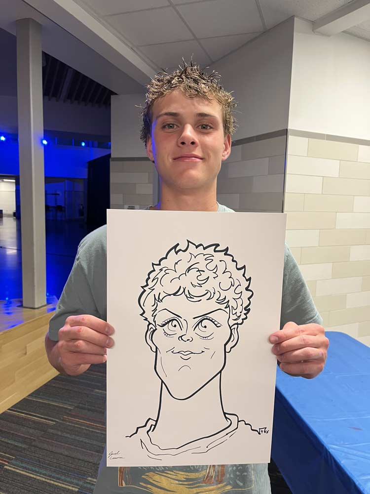 Live caricature entertainment at a Sandy party