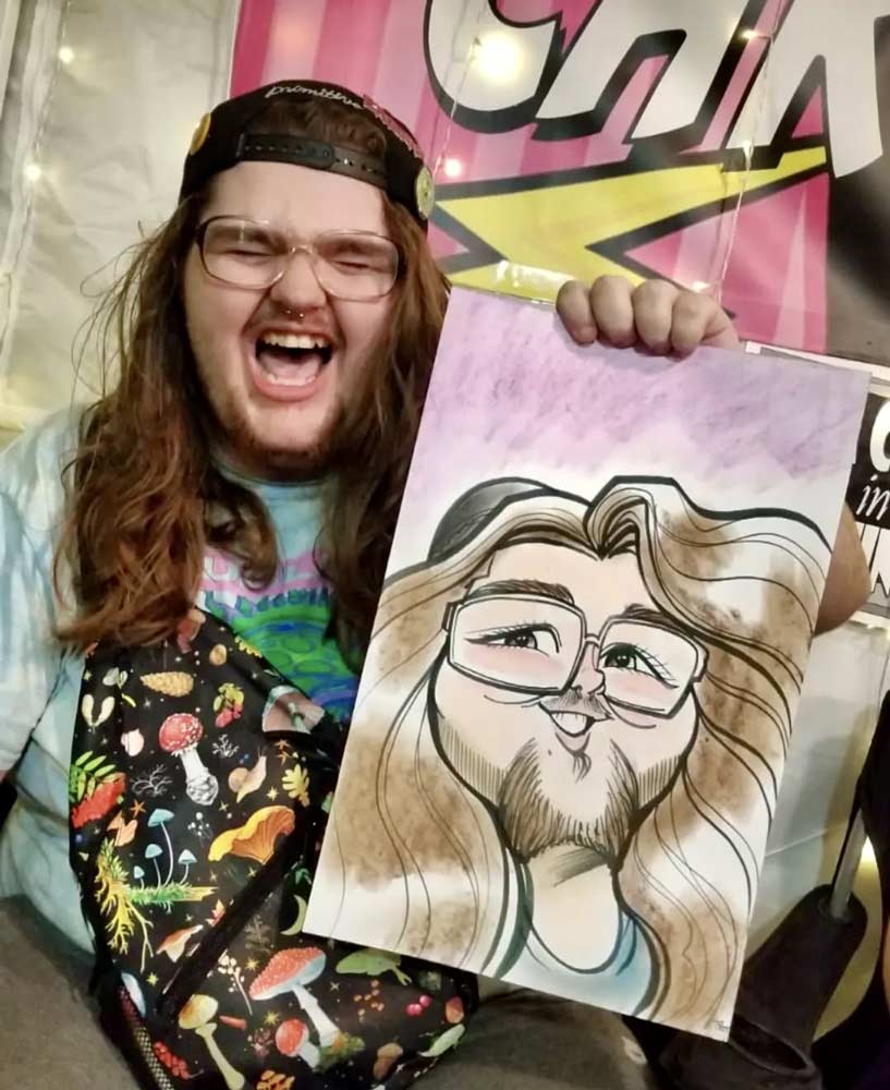 Caricature artist drawing guests at a South Jordan Utah event