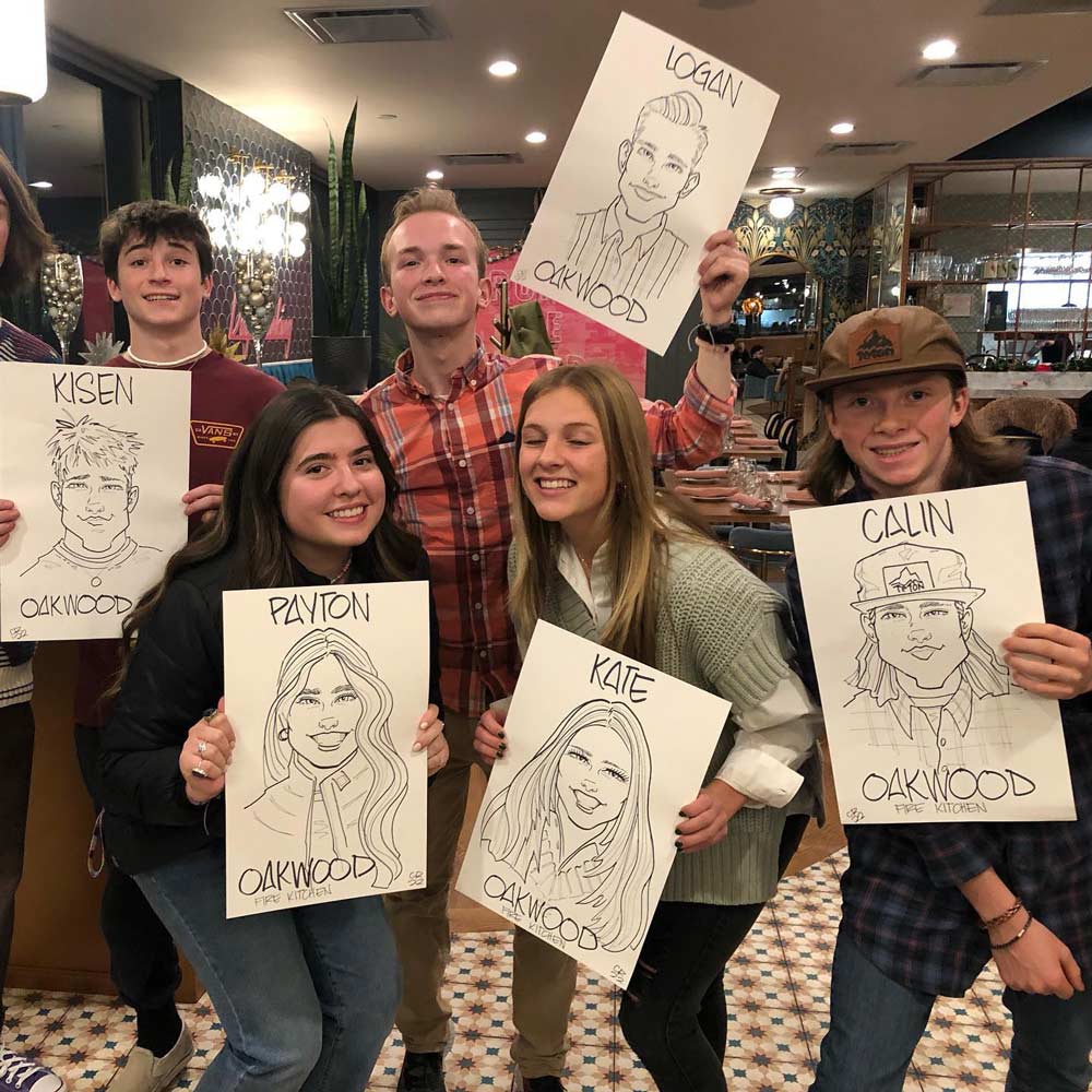 Fun party entertainment with caricature artist