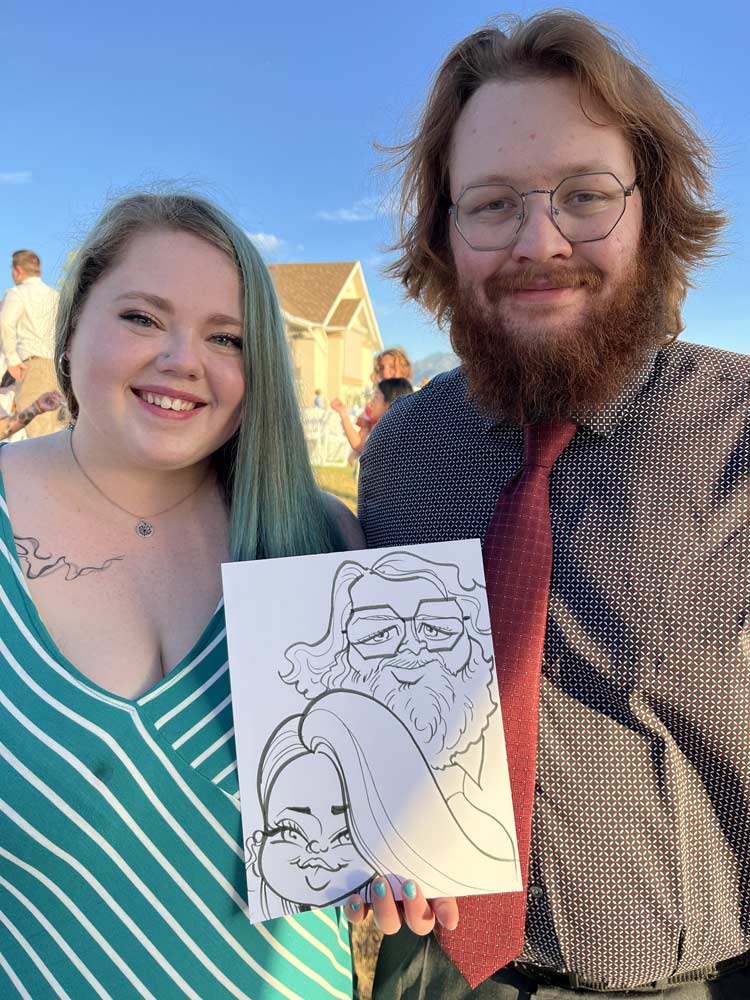 Live caricature entertainment at a Provo party